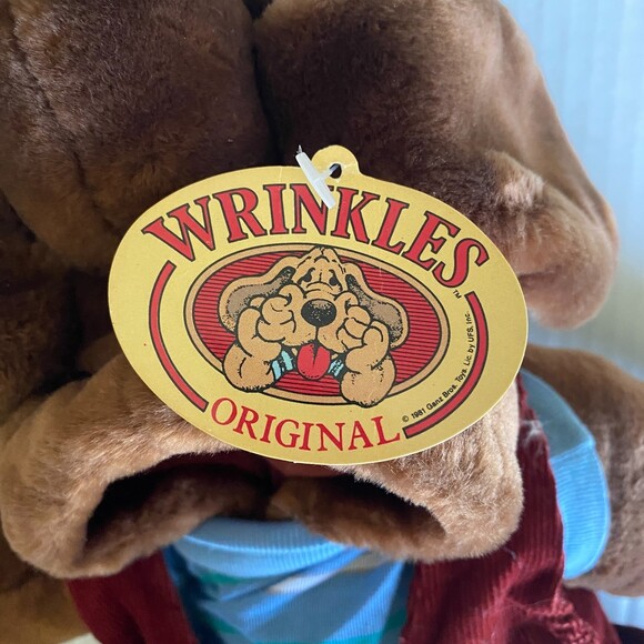 Ganz Bros Wrinkles Brown Dog Hand Puppet 17" Overalls Vintage Plush - Picture 5 of 6